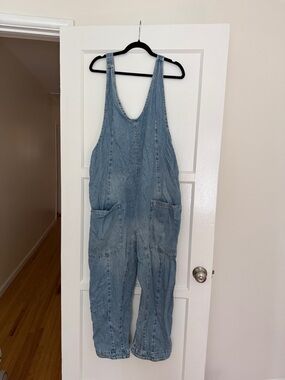 Free People Light Blue Denim Overalls Jumpsuit